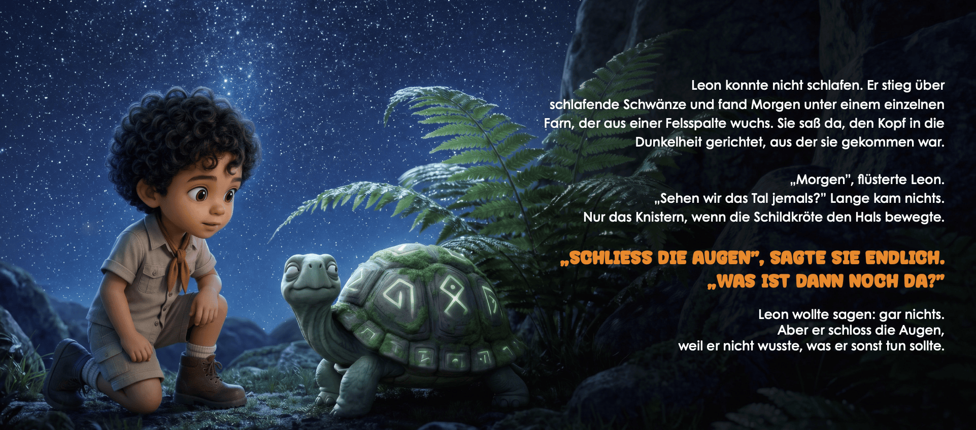 Aufgeschlagenes Buch mit randlos gedruckter Illustration über beide Seiten